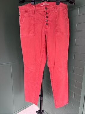 Universal Thread Coral Red High-Rise Button-Front Pants